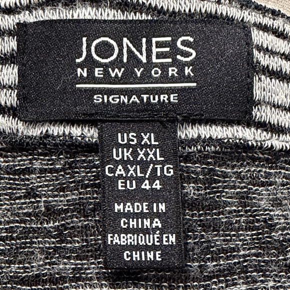 Jones New York Black and White Striped Long Sleeve Top - Picture 7 of 7